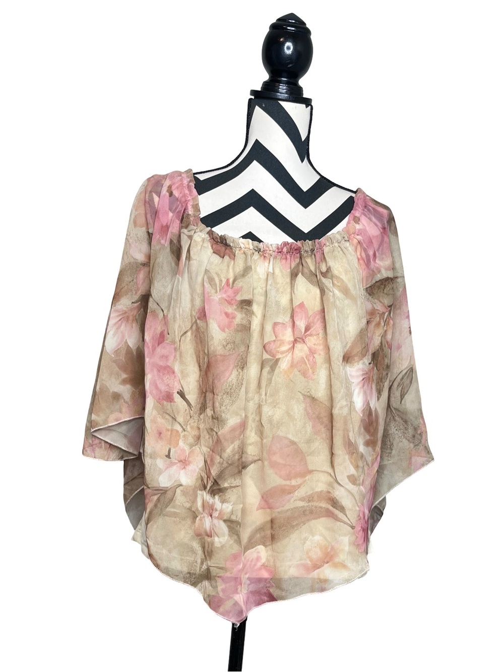 Vintage Y2K Fairy Grunge Ethereal Sheer Floral Off the Shoulder Top Sz 1X
